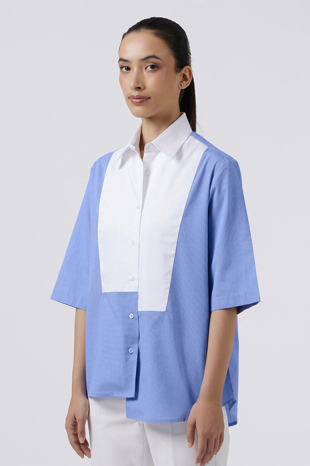 GEOMETRIC BIB BLUE SHIRT