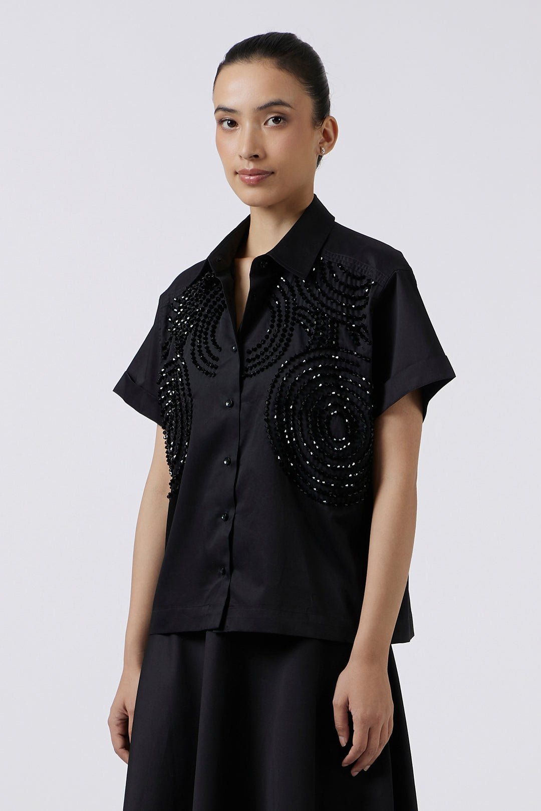 Celeste Black Crop Shirt
