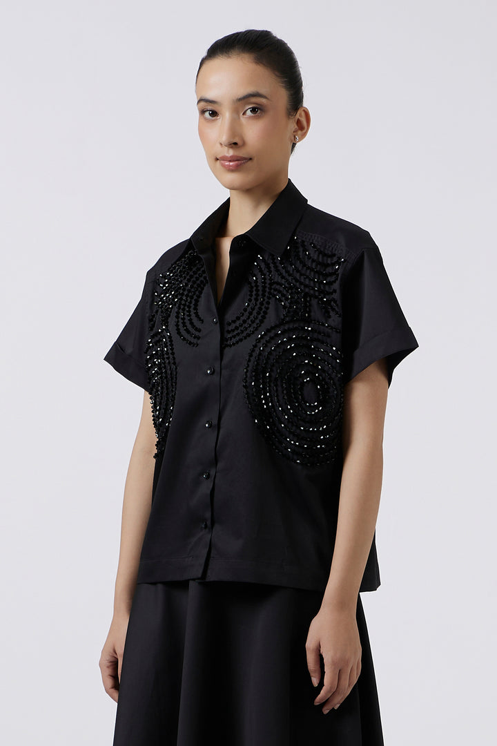 Celeste Black Crop Shirt