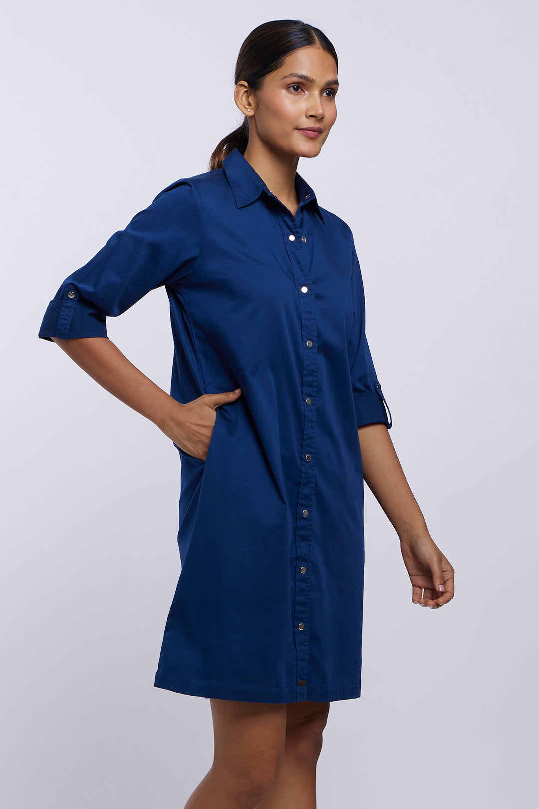 Mid Night Blue Shirt Dress