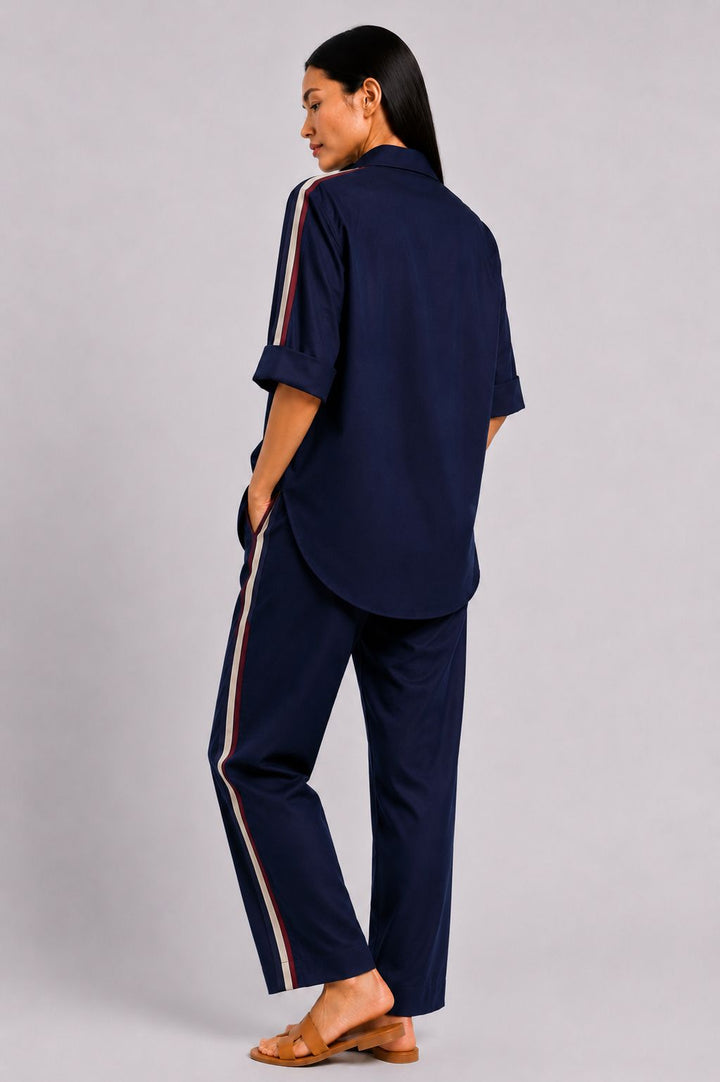 Navy-Blue Ribbon Pant Set
