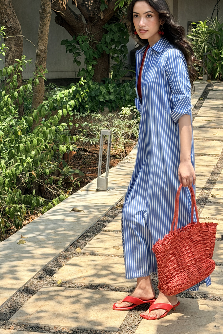 Blue Stripe Kaftan “LOVE IN THE SUN”