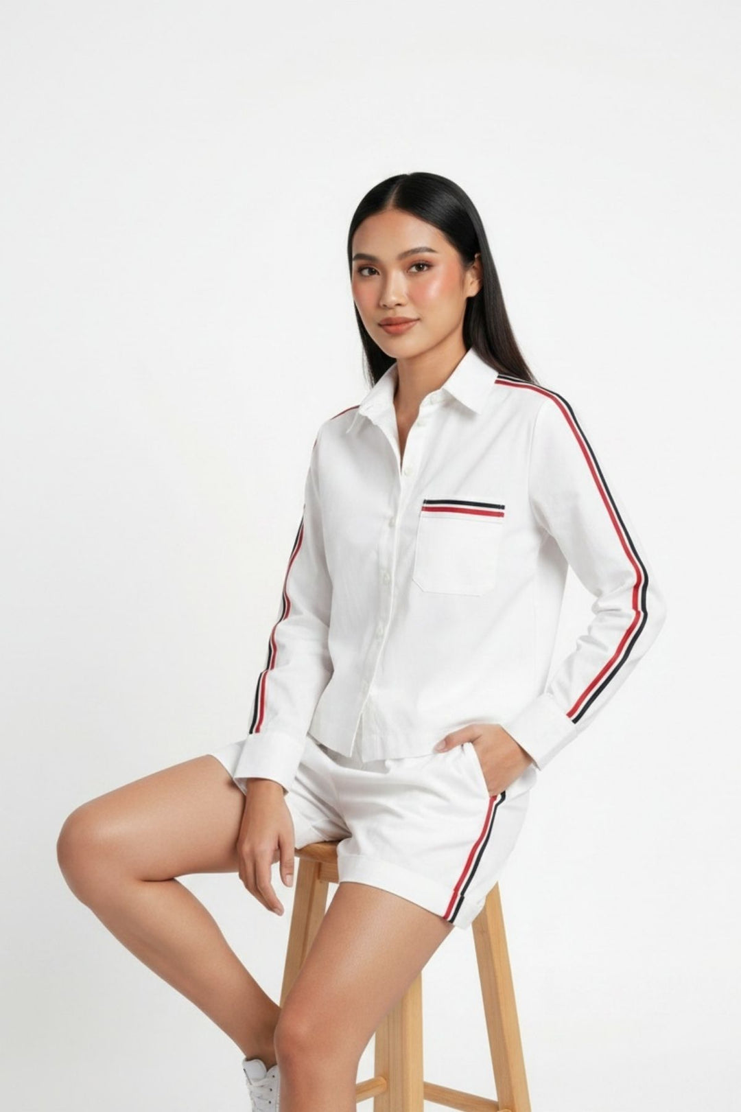 White Ribbon Short Set