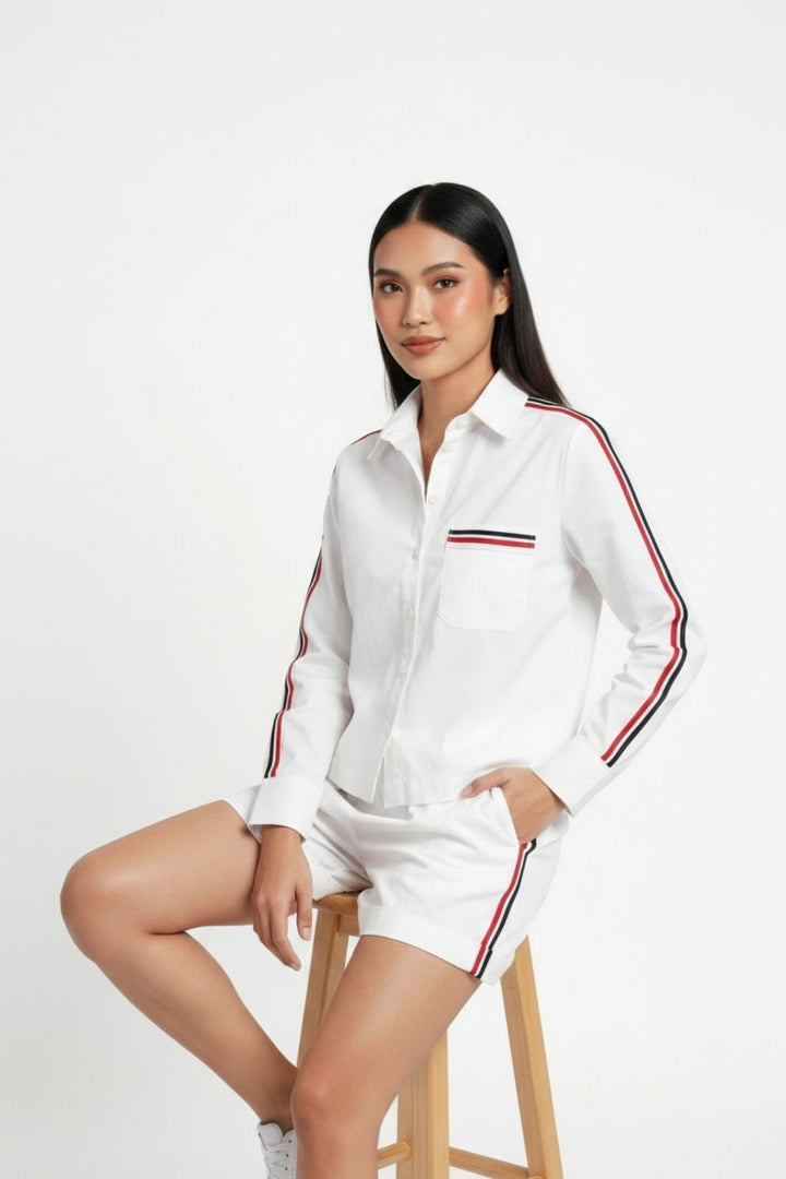 White Ribbon Short Set