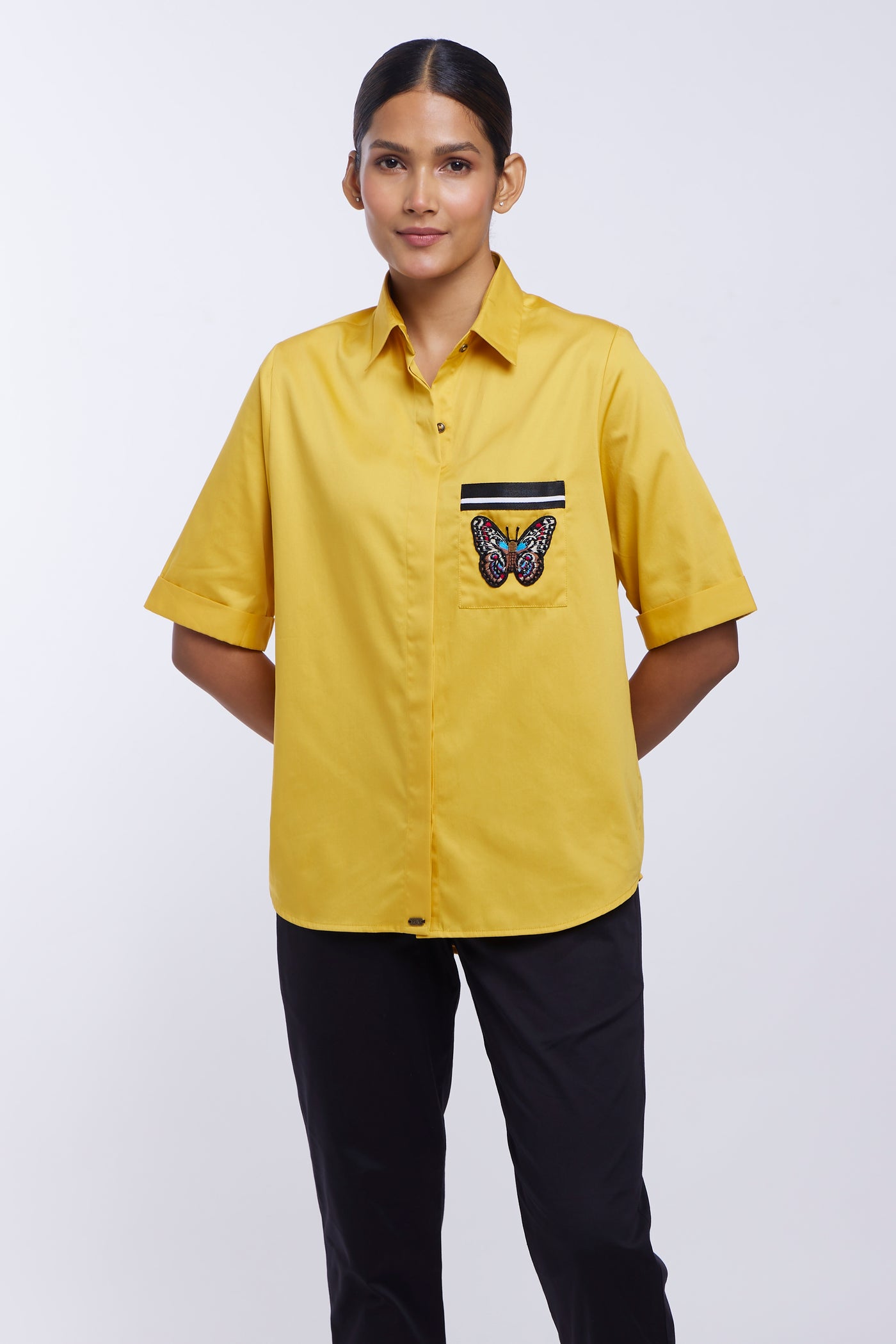 PLV Garden Canary Yellow Butterfly Shirt