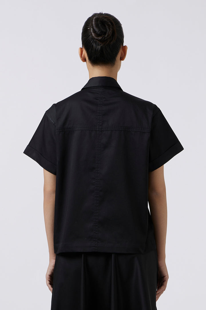 Celeste Black Crop Shirt