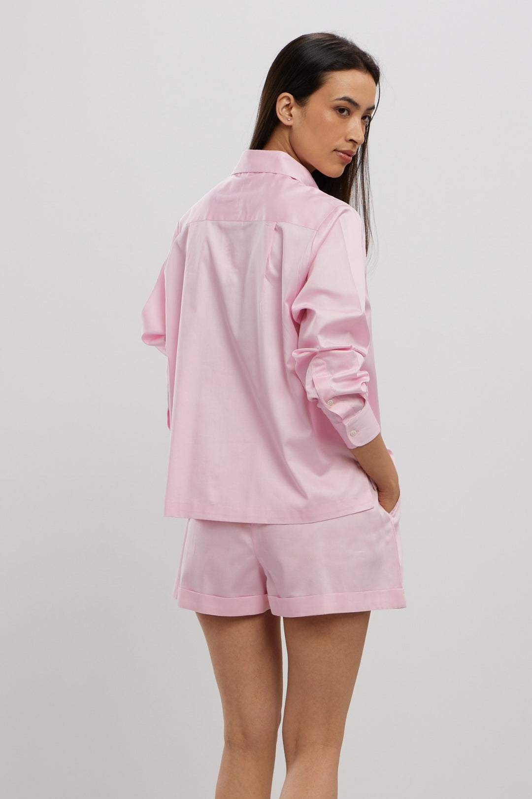 PINK PASTEL SWAROVSKI HEART SHORTS CO-ORD SET - PALLAVI SWADI  