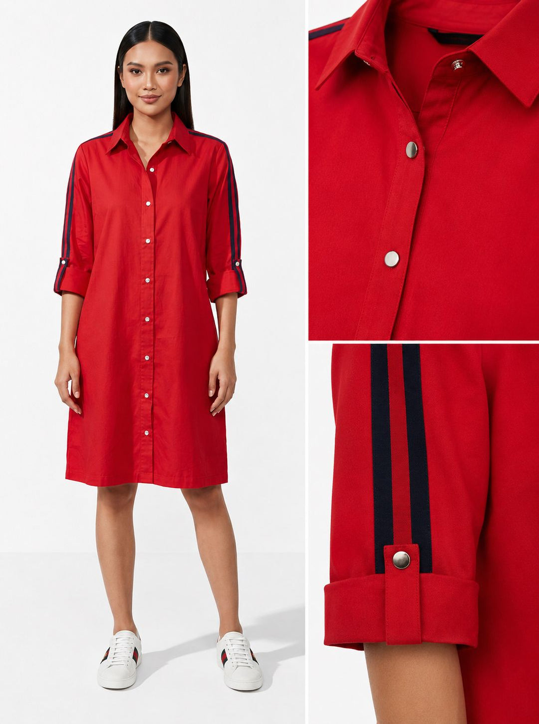 Red Ribbon Shirt Dress