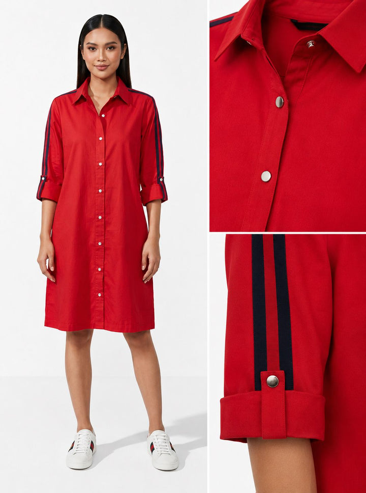 Red Ribbon Shirt Dress