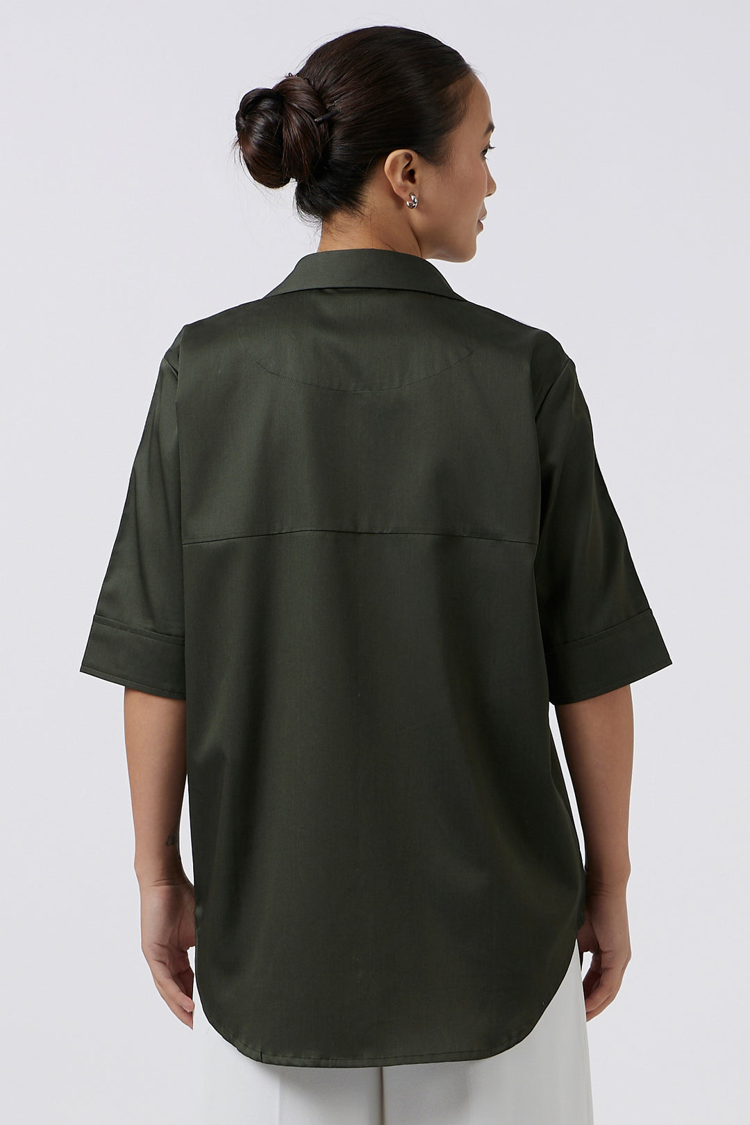 OLIVE WHITE RIBBON SHIRT