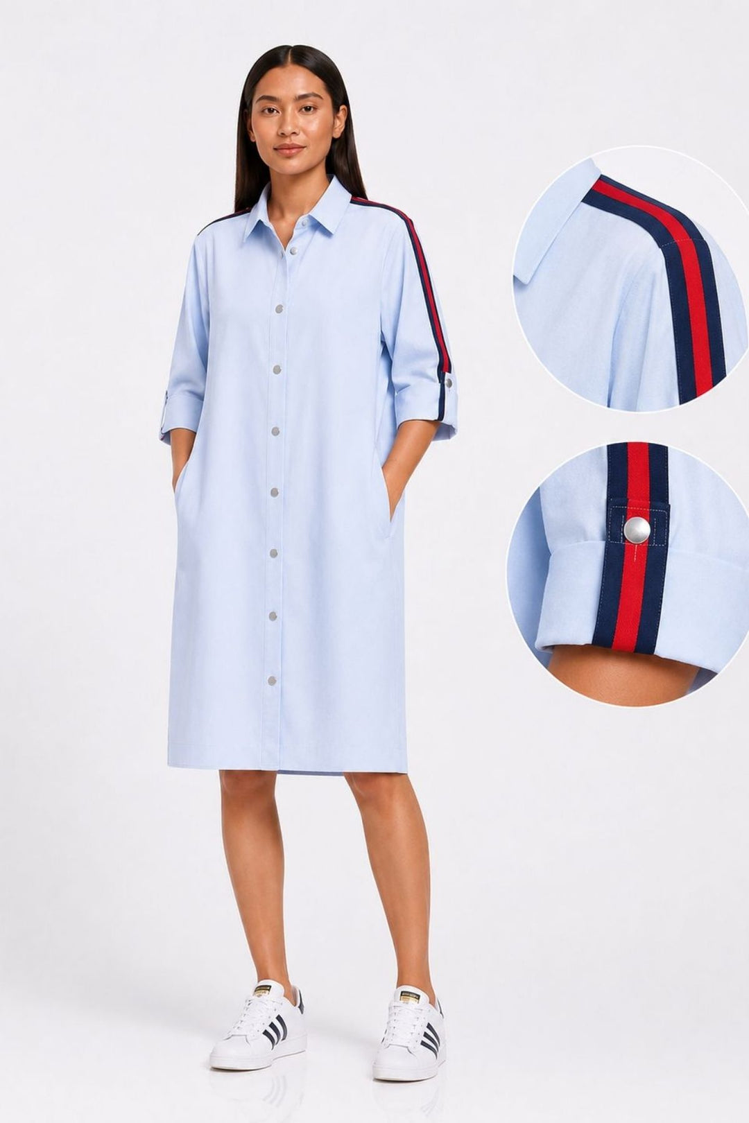 Sky Blue Ribbon Shirt Dress