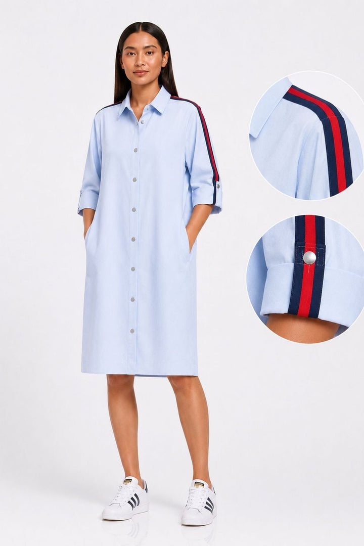 Sky Blue Ribbon Shirt Dress