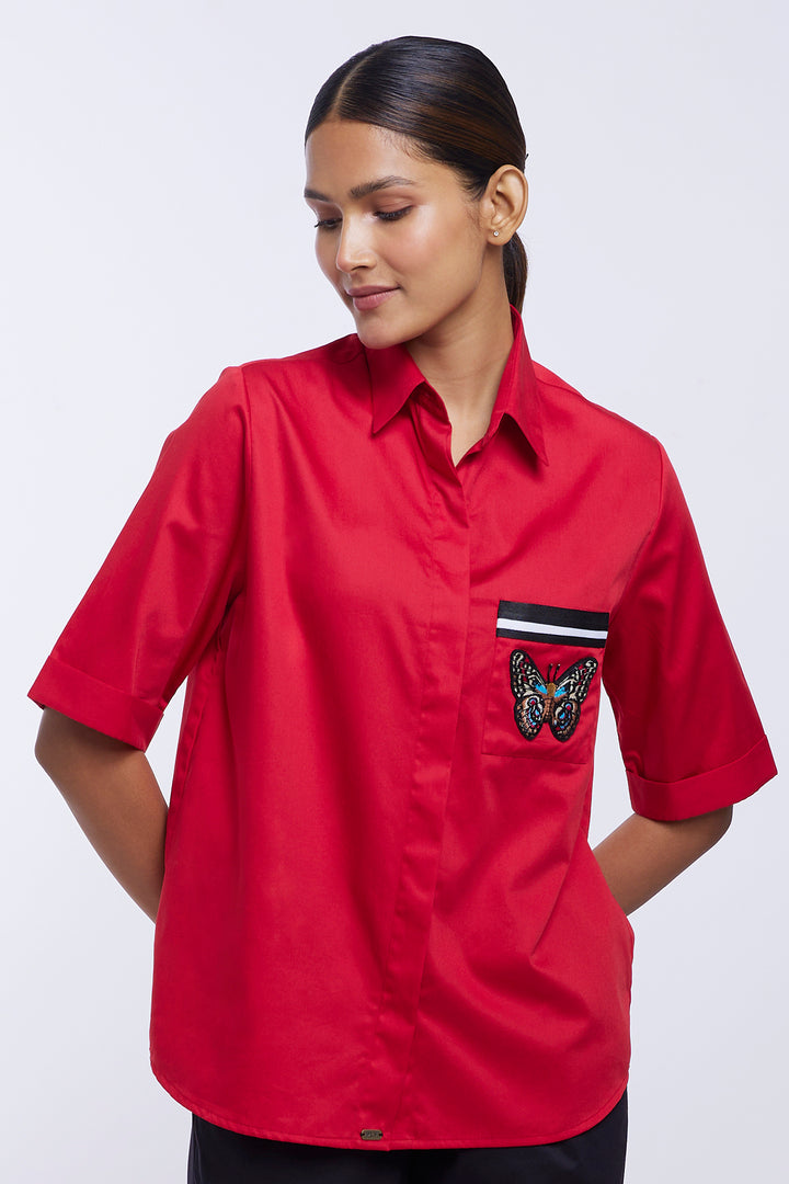 PLV Garden Red Butterfly Shirt