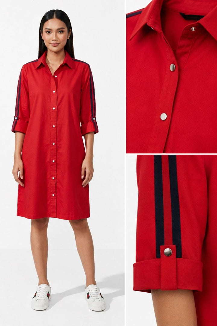 Red Ribbon Shirt Dress