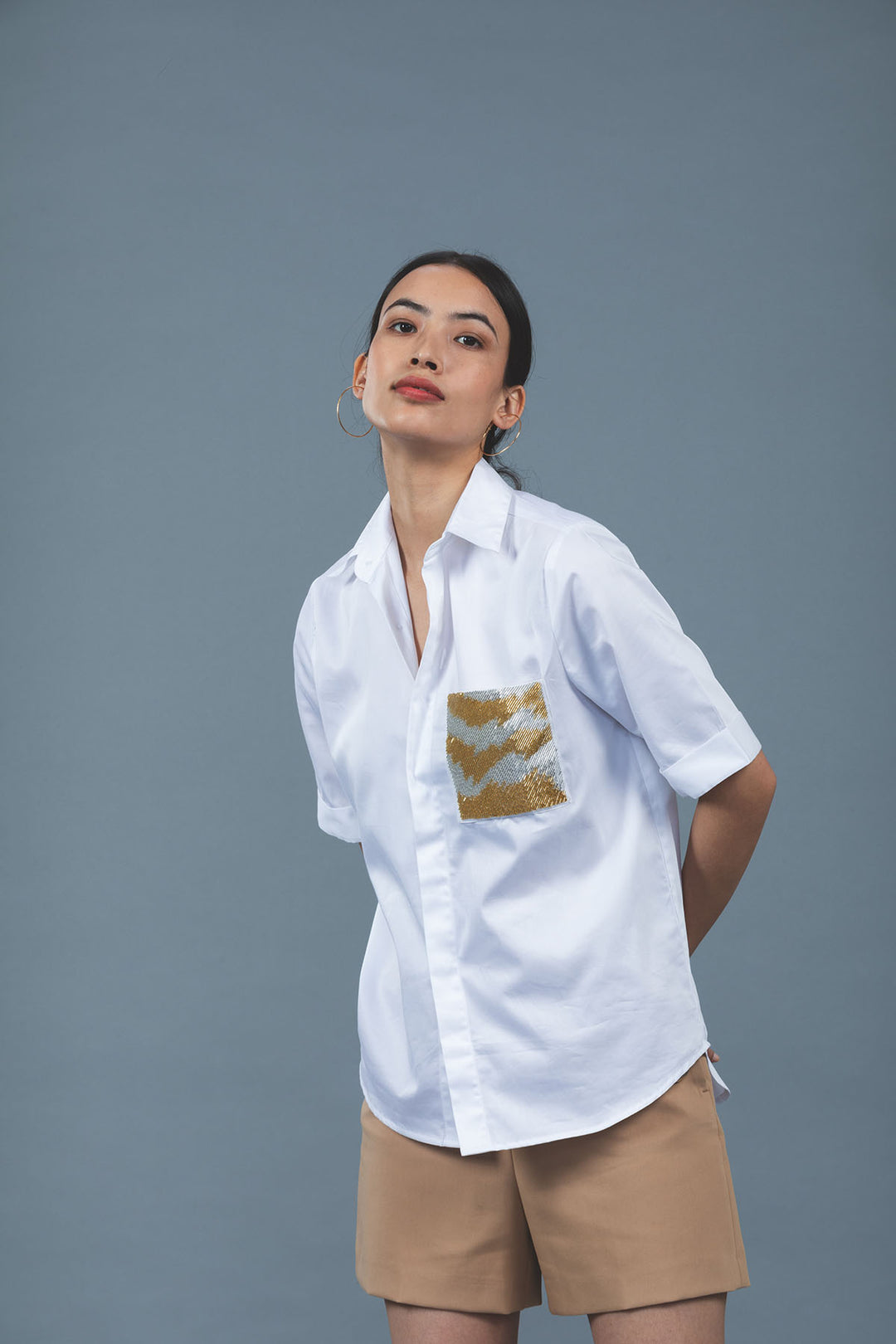 White Metallic Gold Shirt