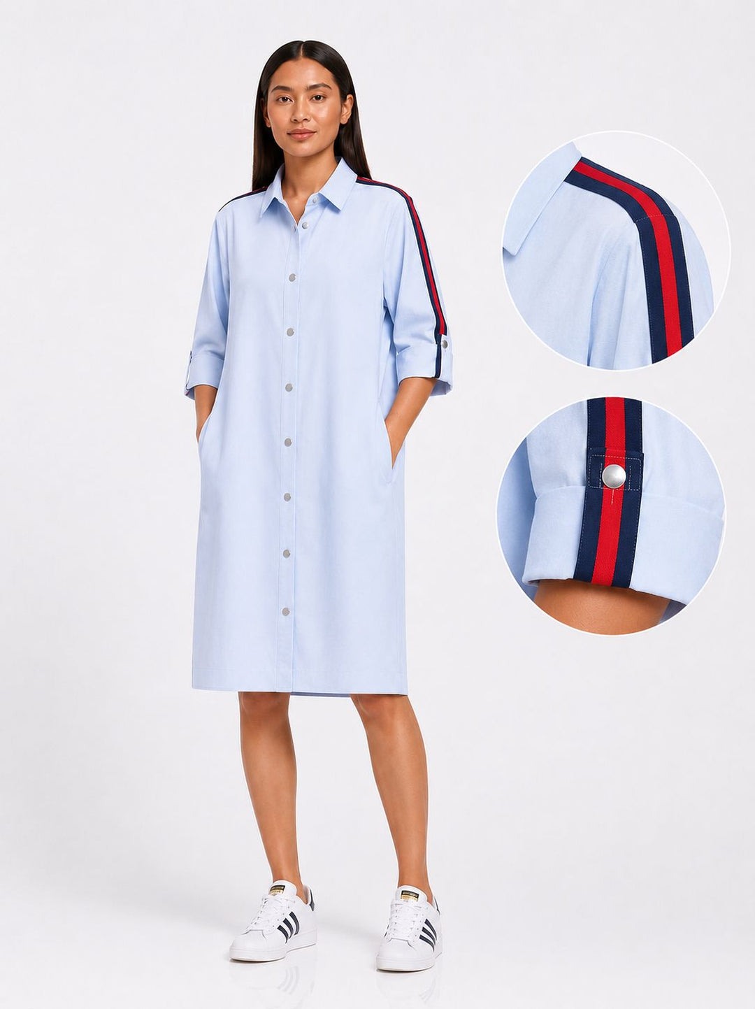 Sky Blue Ribbon Shirt Dress