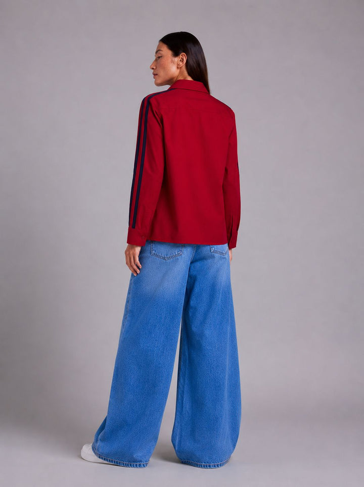 Red Ribbon Crop Shirt