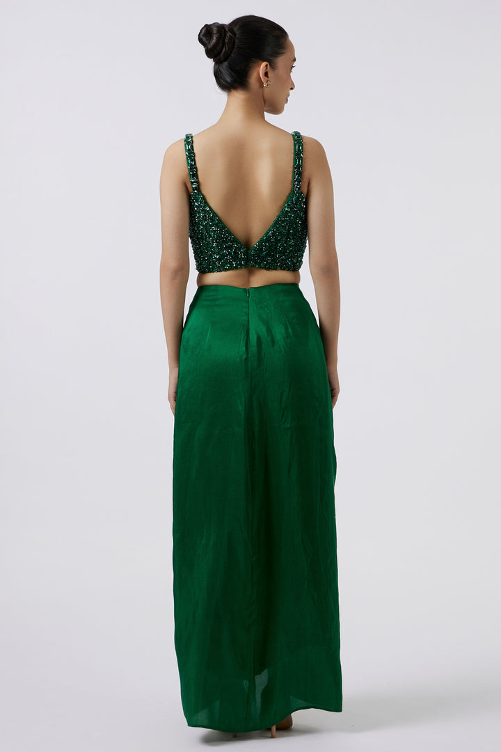 Emerald Dupion Silk Knotted Skirt