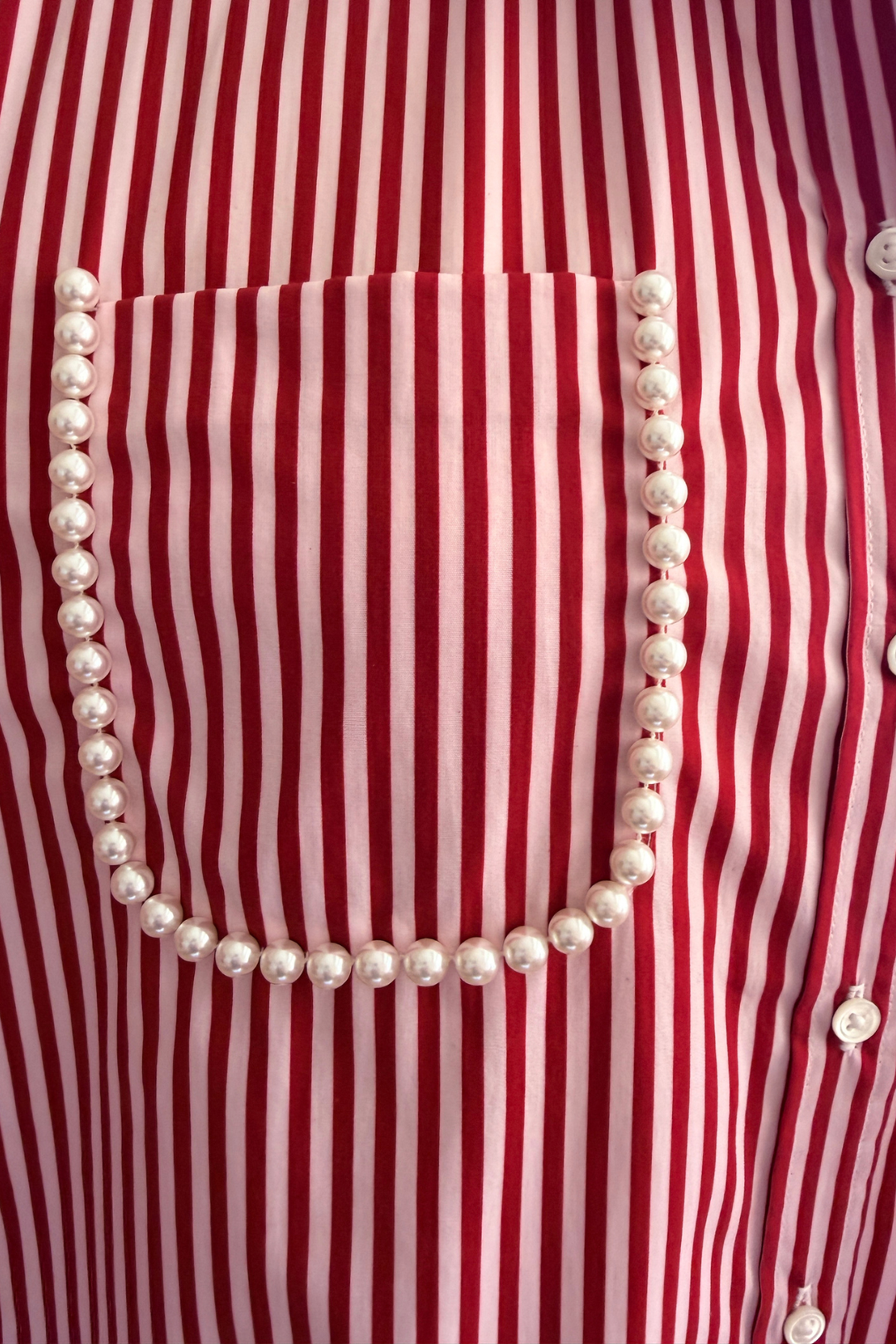 Red Stripe Pearl Pocket Shirt