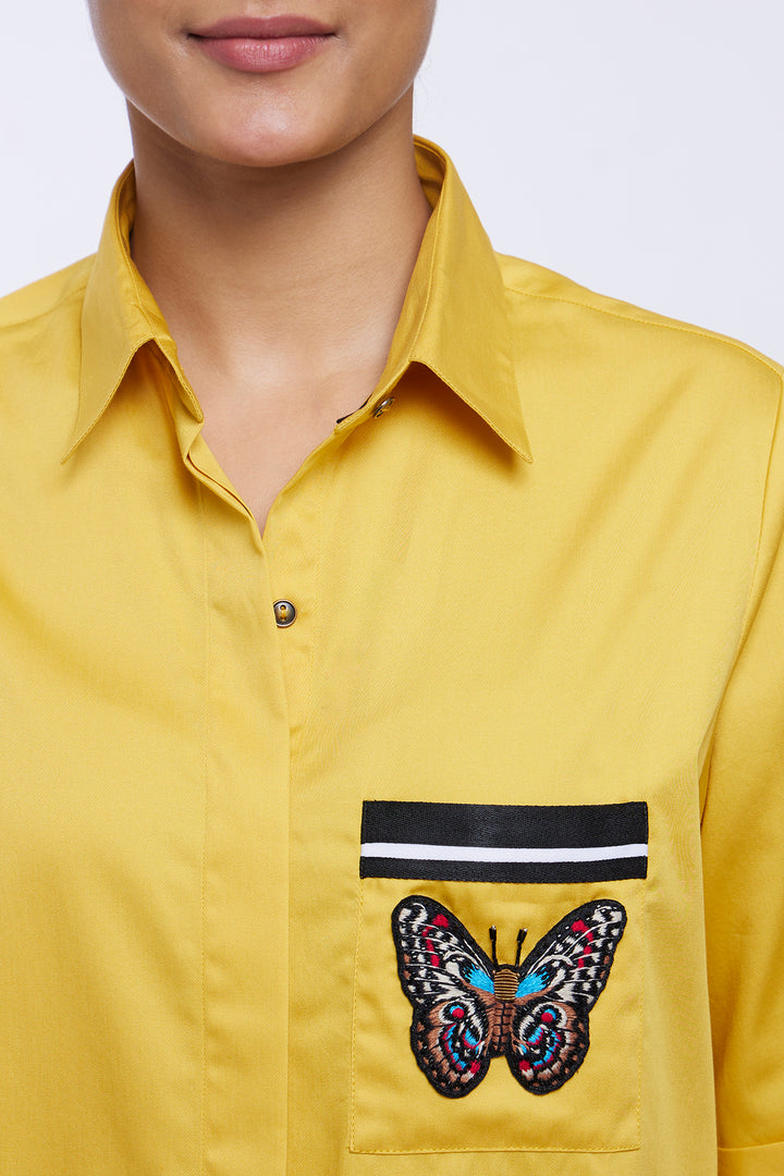 PLV Garden Canary Yellow Butterfly Shirt