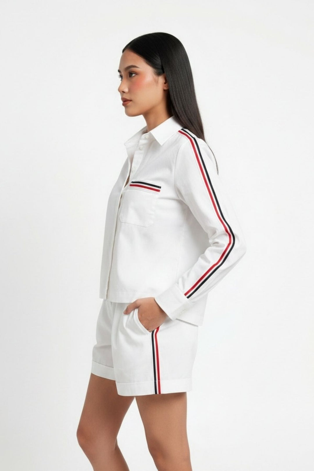 White Ribbon Short Set