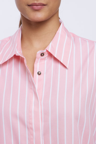 Peach Stripes Button-Down Dress