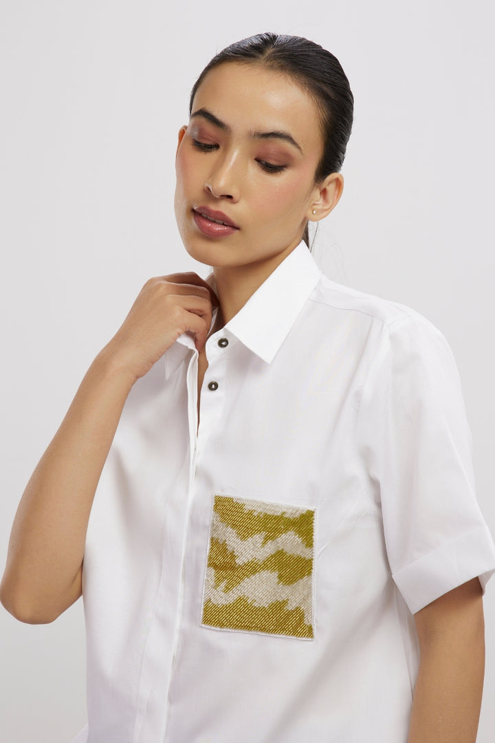 White Metallic Gold Shirt - PALLAVI SWADI  