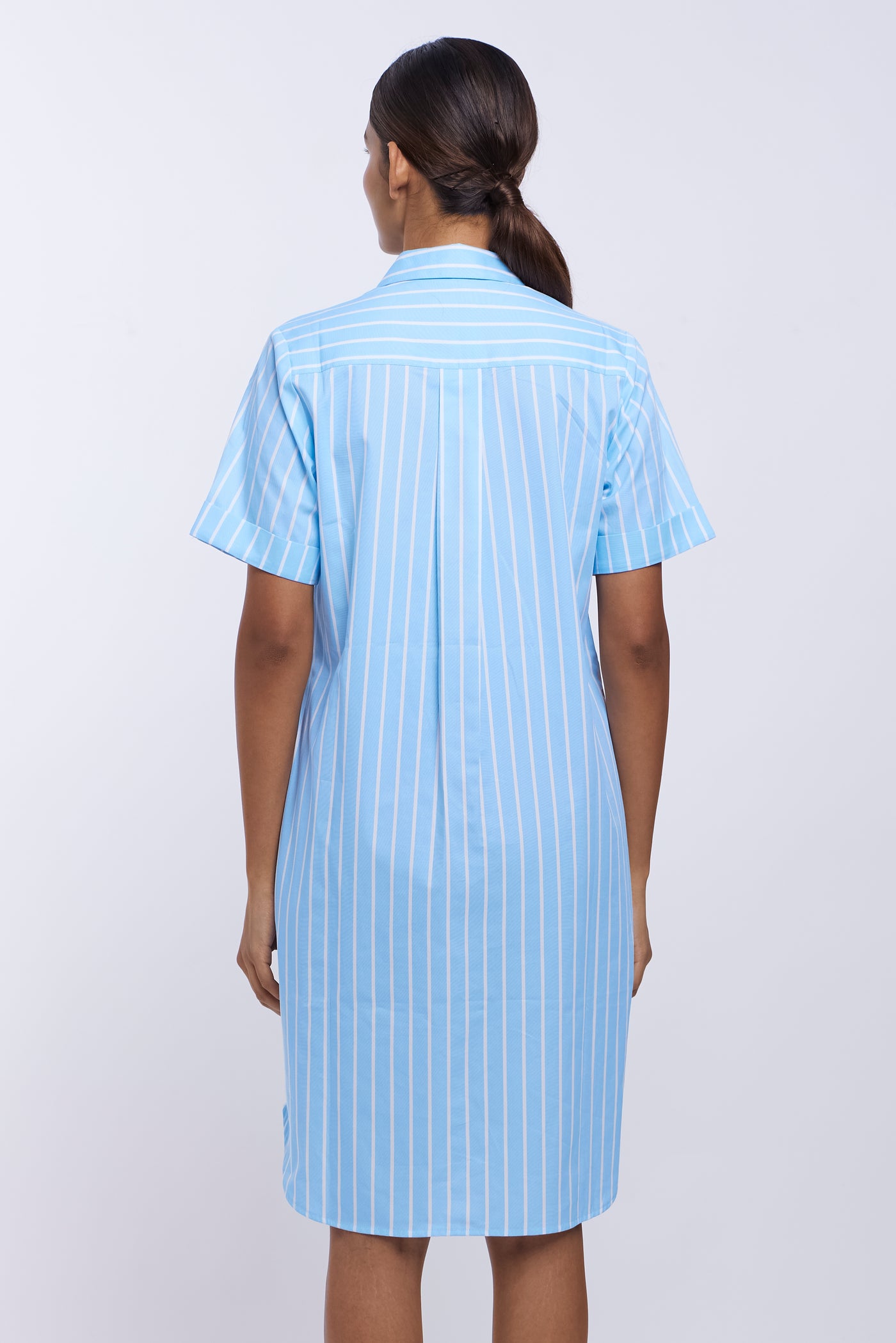 Blue Stripes Butto -Down Dress