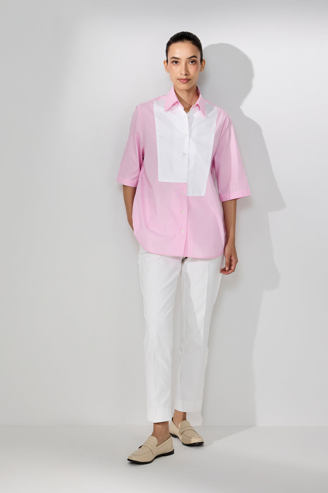GEOMETRIC BIB PINK SHIRT