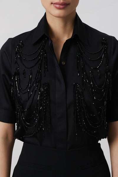 Black Fringe Pannel Shirt