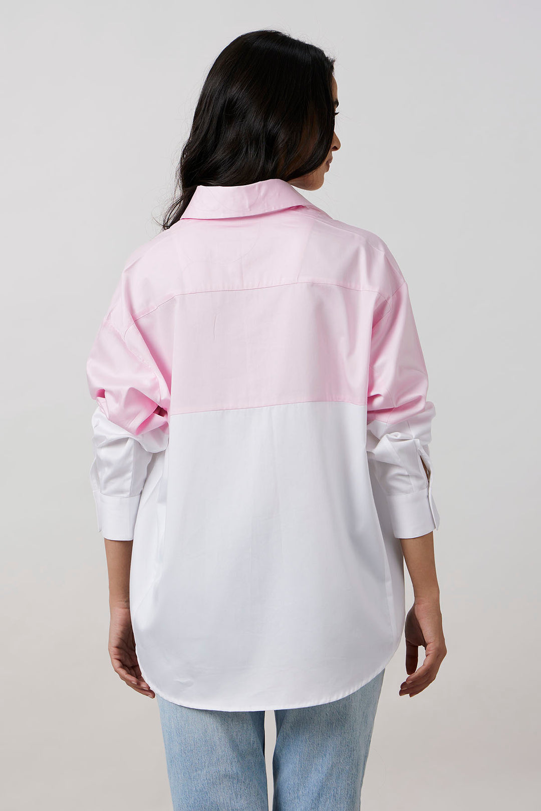 Pastel Pink Block Shirt with Swarovski Collar