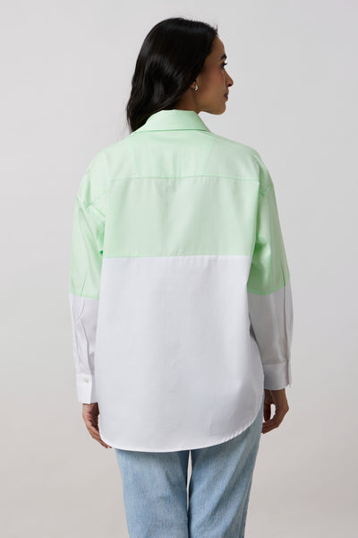 Lime Block Shirt with Swarovski Collar