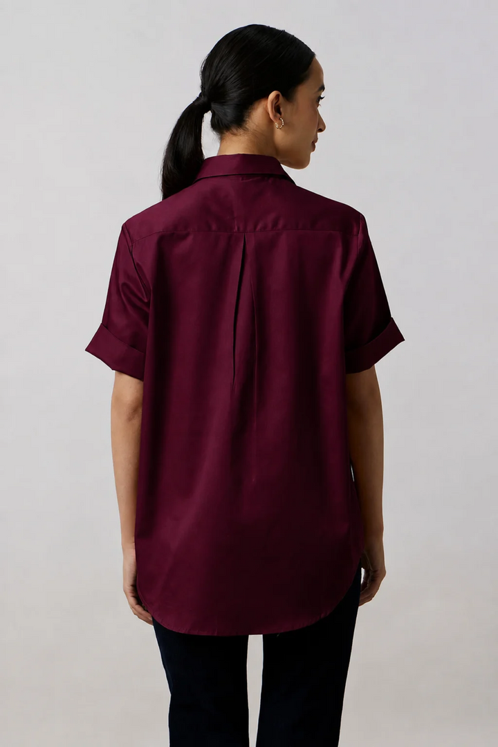 Burgundy Crystal Button Shirt