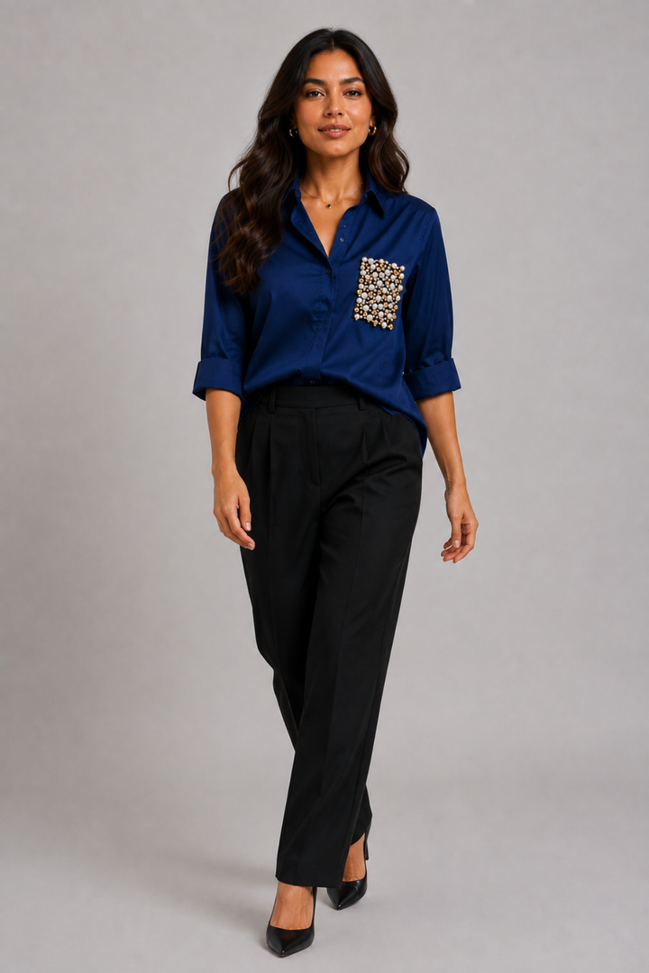 Midnight Blue Pearl Pocket Shirt
