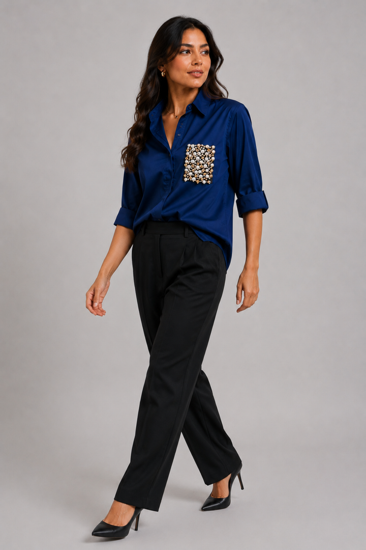 Midnight Blue Pearl Pocket Shirt