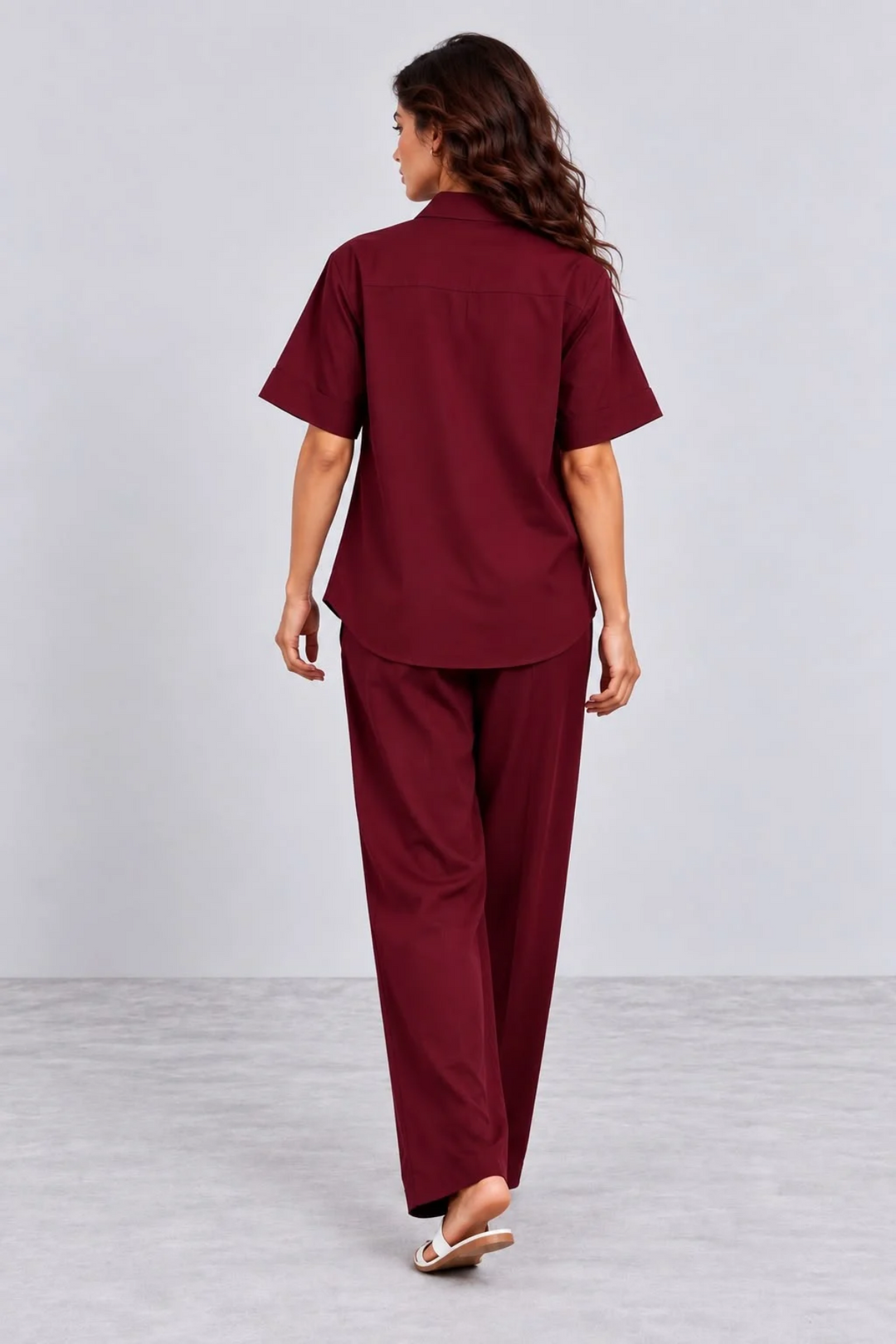 Burgandy Pearl Crystal Flap Pant Set