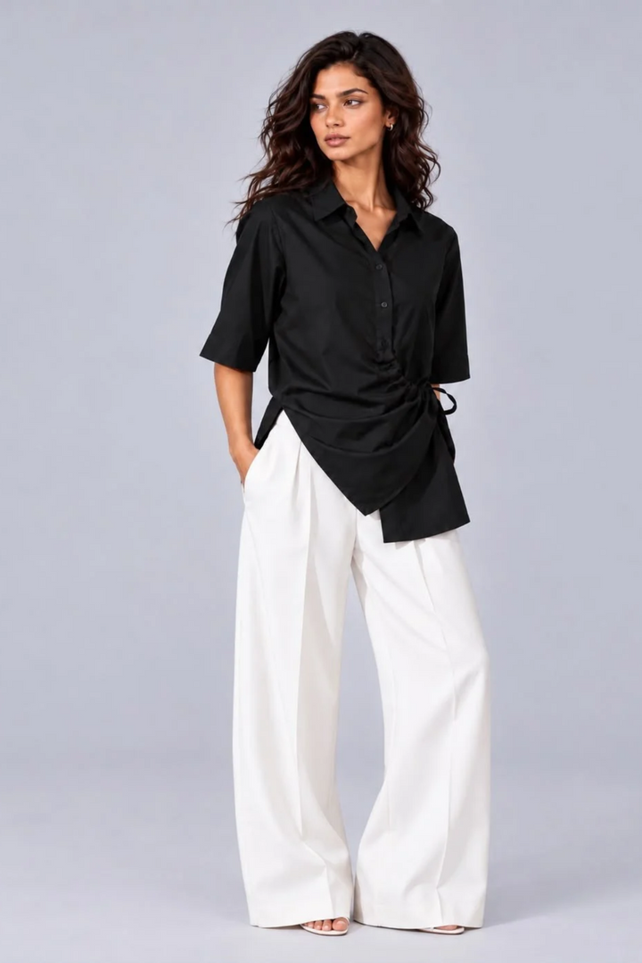 Wrap & Tie Black Shirt