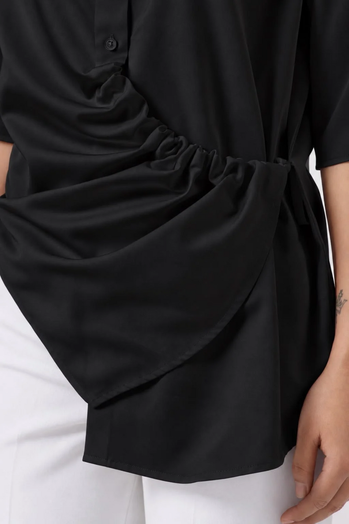 Wrap & Tie Black Shirt