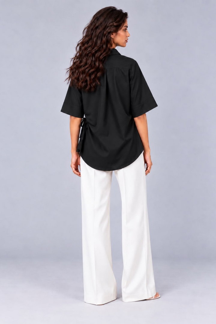 Wrap & Tie Black Shirt