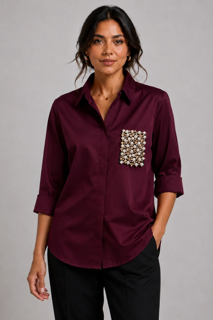 Burgundy Pearl Pocket Shirt