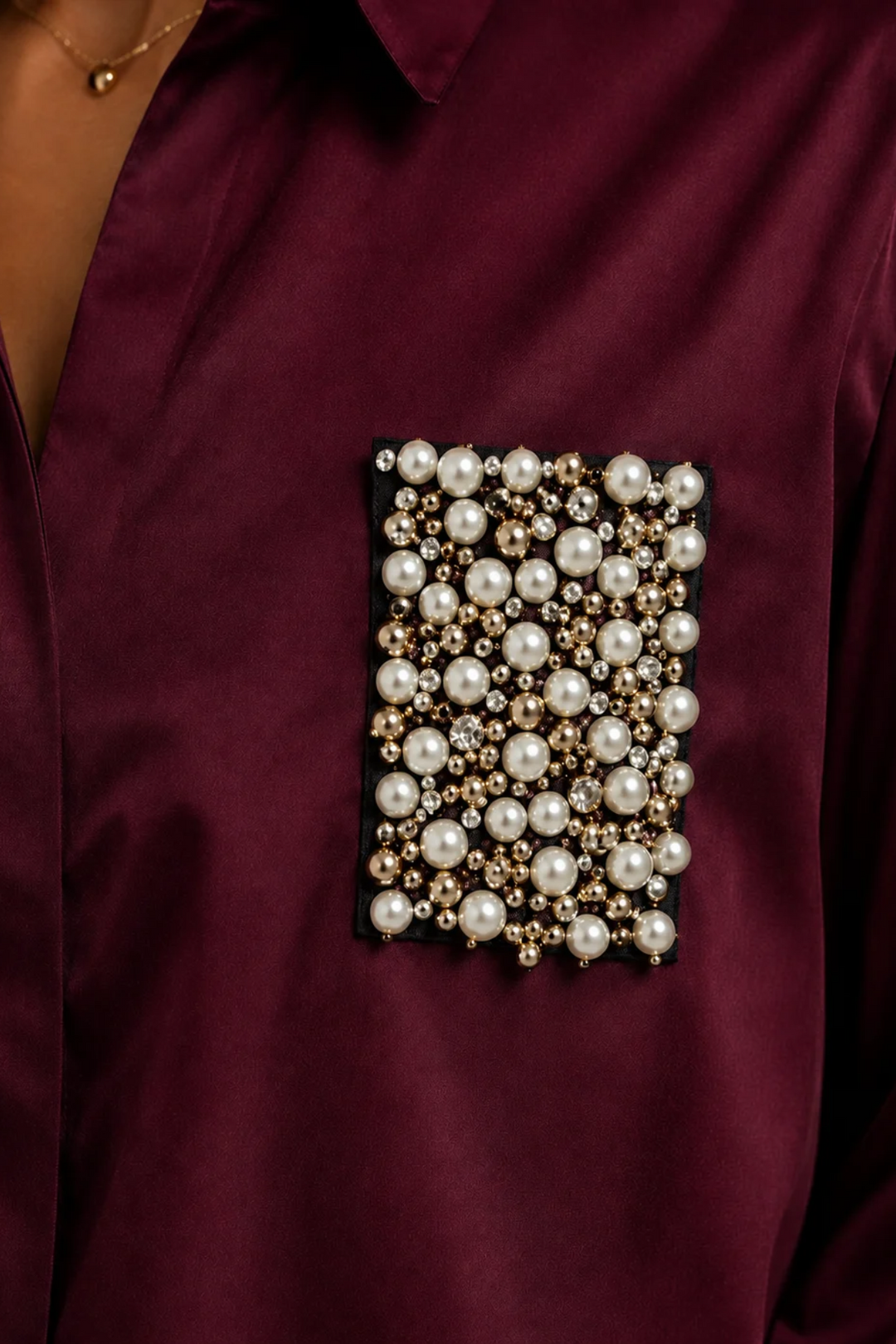 Burgundy Pearl Pocket Shirt