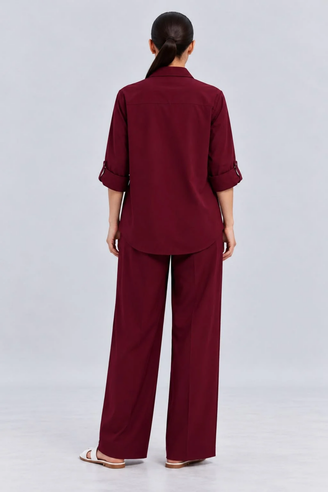 Burgundy Pearl Strip Pocket Pant Set