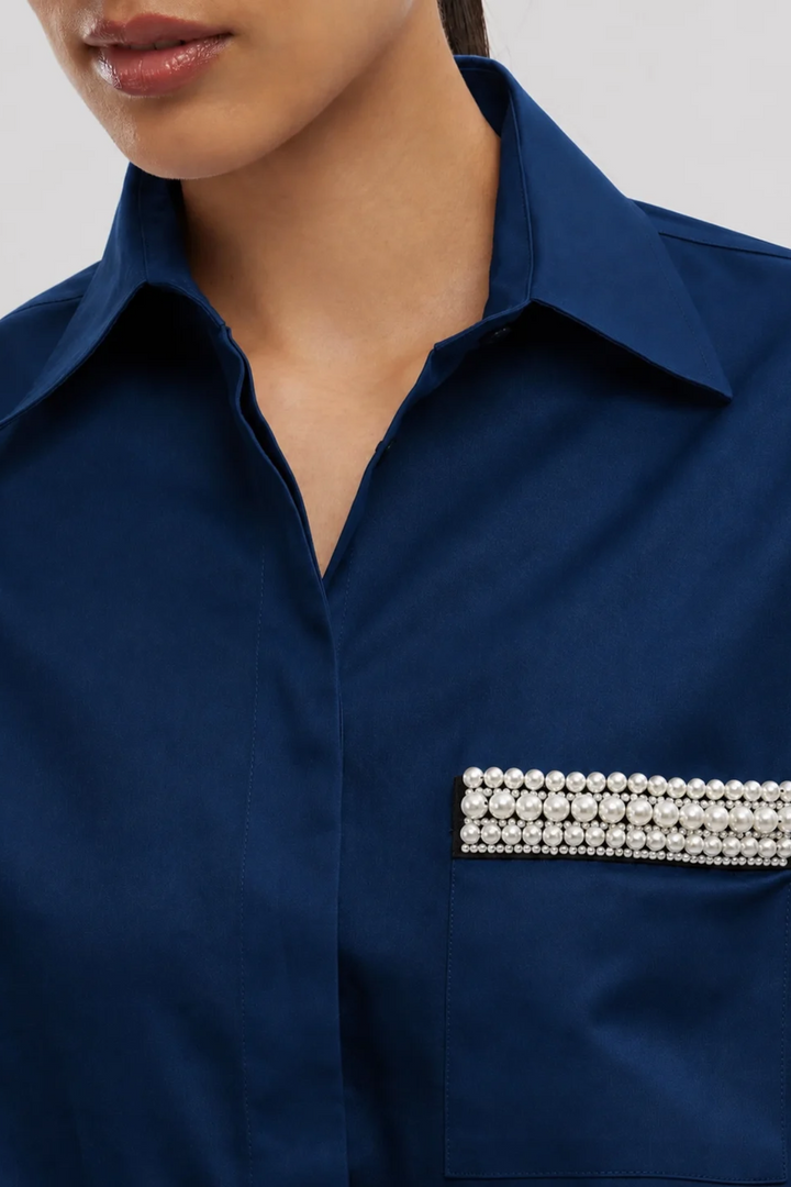 Midnight Blue Pearl Strip Pocket Pant Set