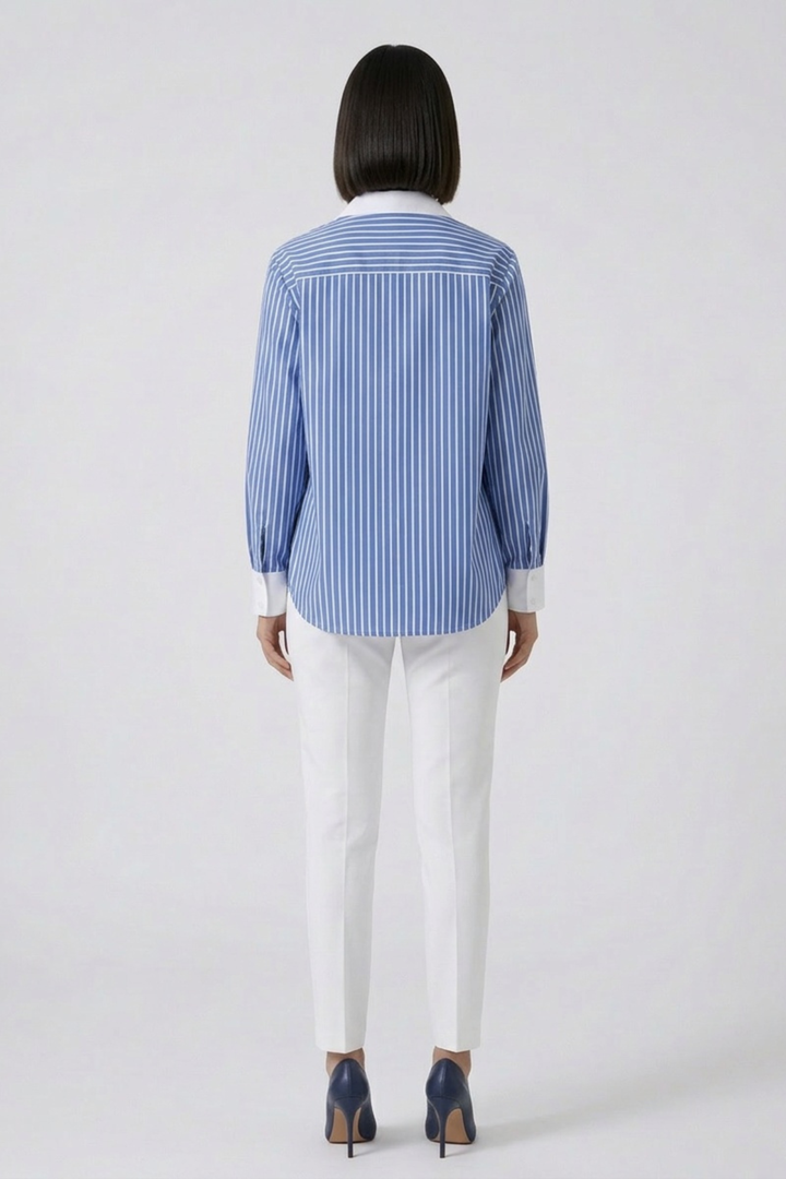 Blue Stripe Pearl Pocket Shirt