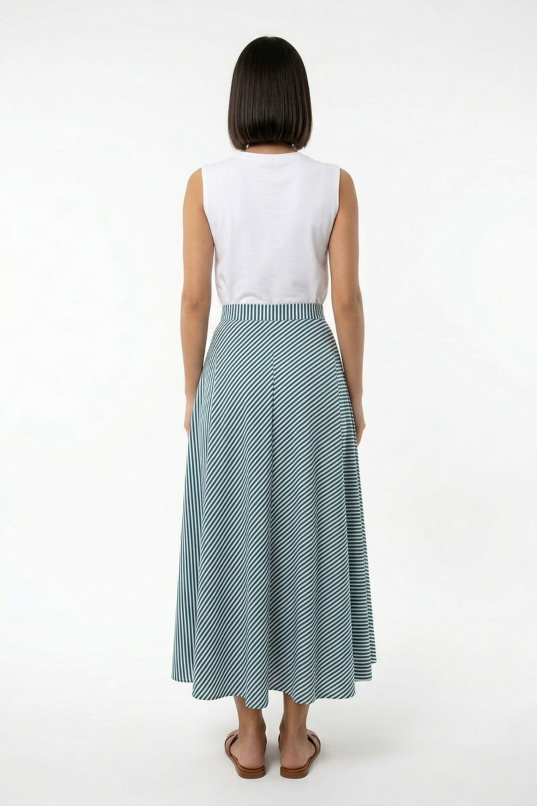 Green Stripe Cascade Skirt