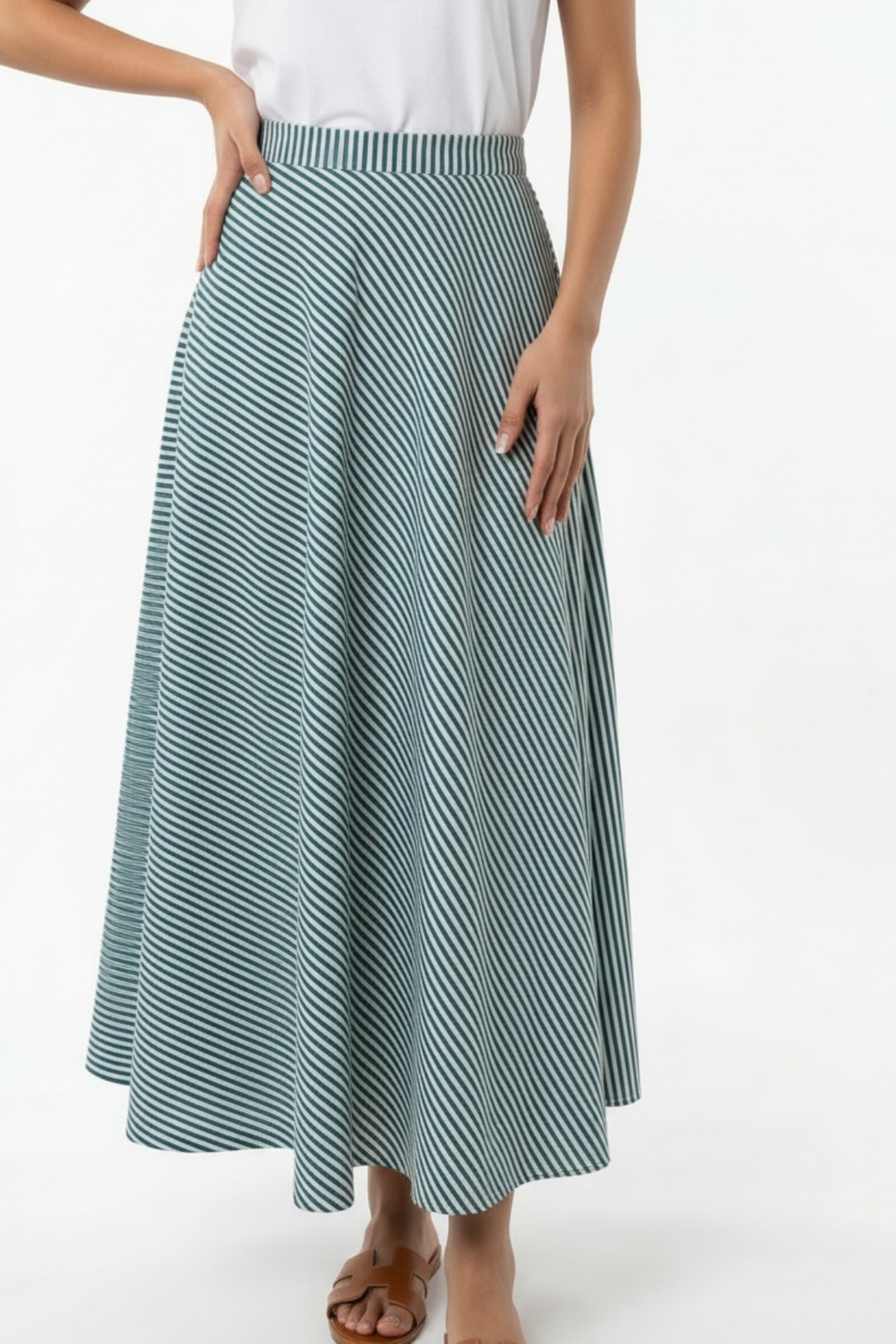 Green Stripe Cascade Skirt