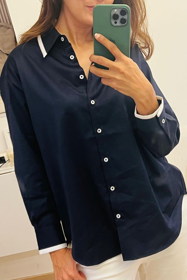 Navy Tuxedo Shirt