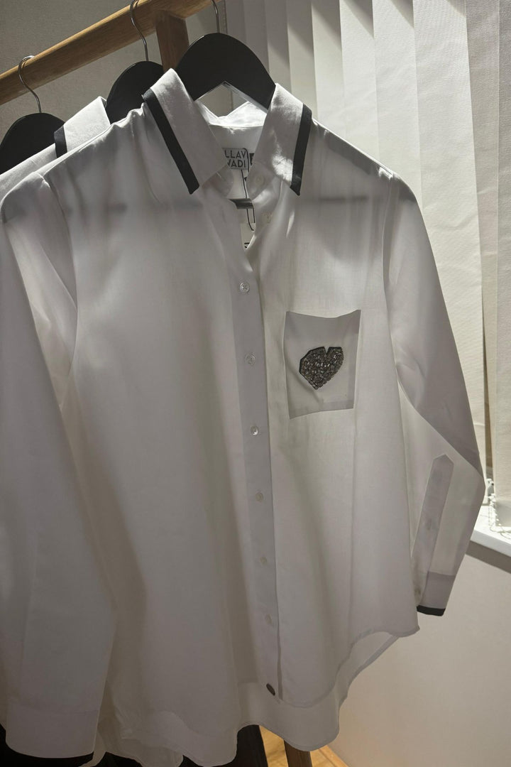 White Swarovski Heart Shirt