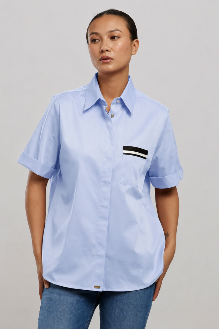 Sky Blue Ribbon Shirt