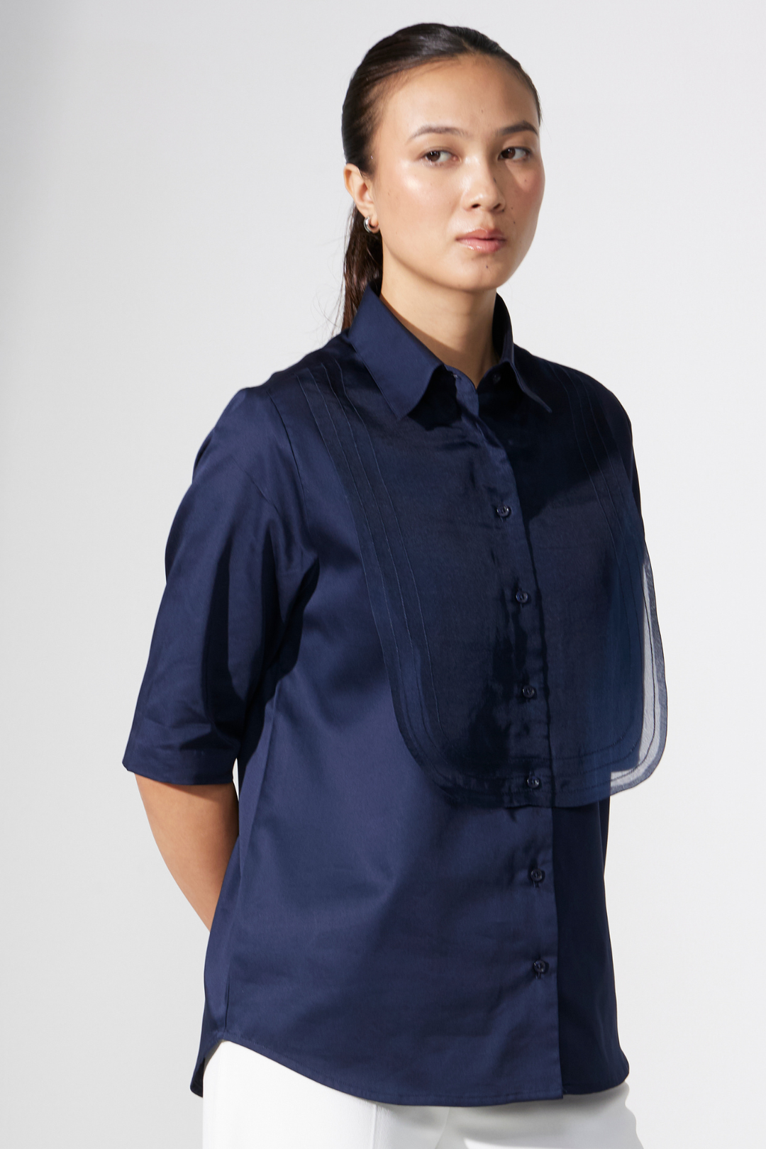 ORGANZA BIB NAVY SHIRT